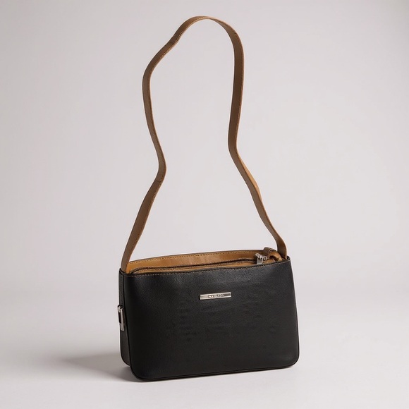 NWT Denim Blue  Crossbody Bag with Tan Strap - Picture 1 of 4